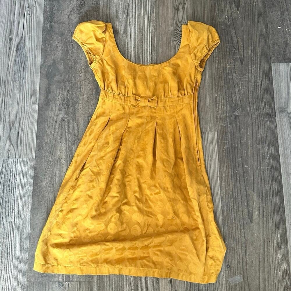 divided h&m yellow mustard polka dot baby doll dress